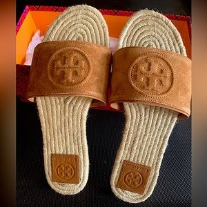 Tory Burch Benton open toe espadrille slide- suede